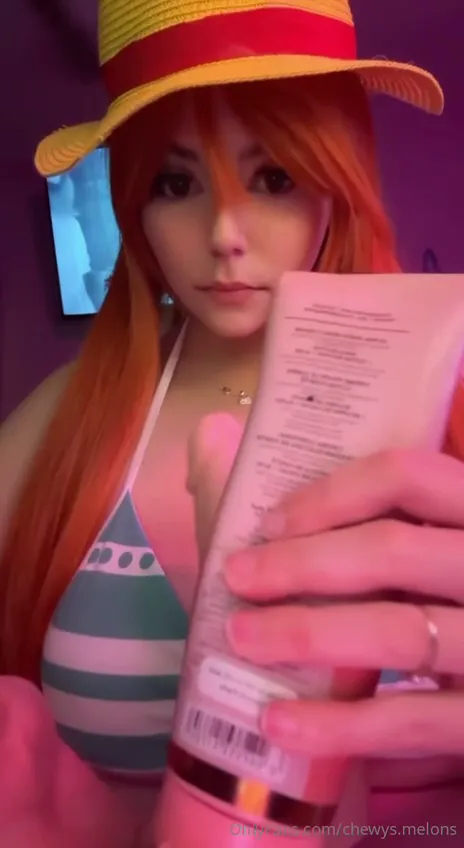 Chewys.melons or chewywaifu nami cosplay dildo tittyfuck and joi video